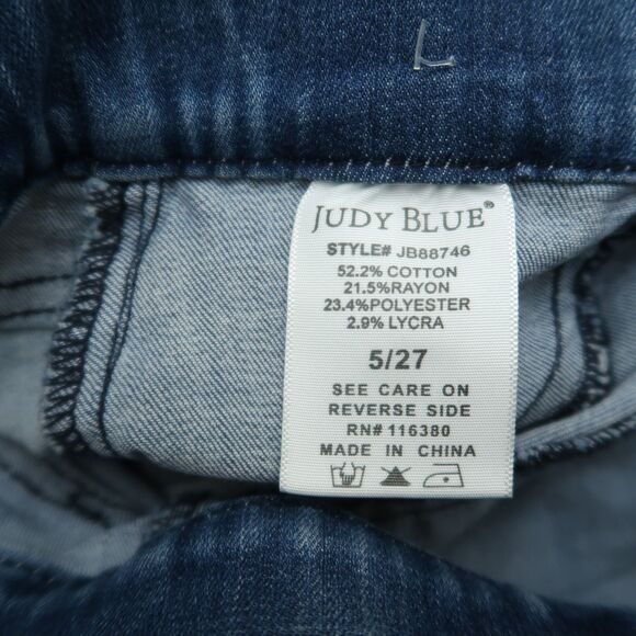 Judy Blue Pull On Jeans Junior's Size 5/27 Blue High-Rise Skinny Fit 28" Inseam - Picture 9 of 16